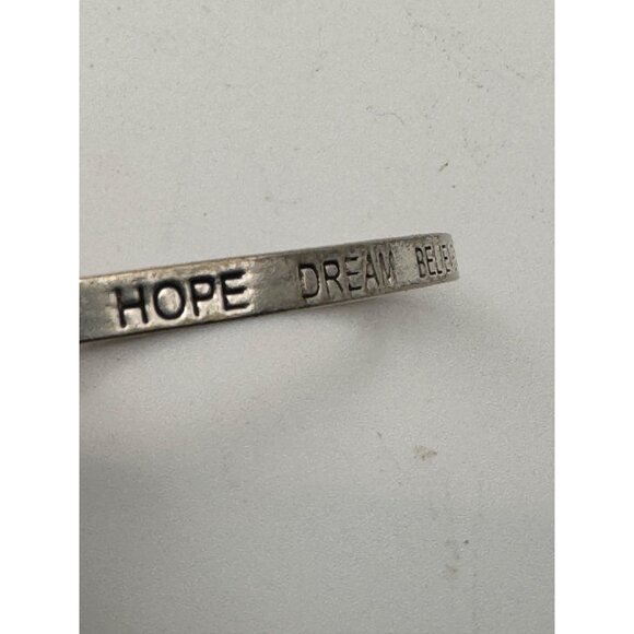 925 Sterling Silver Vintage Hope Dream Believe Stamped Cuff Bracelet - Picture 2 of 9